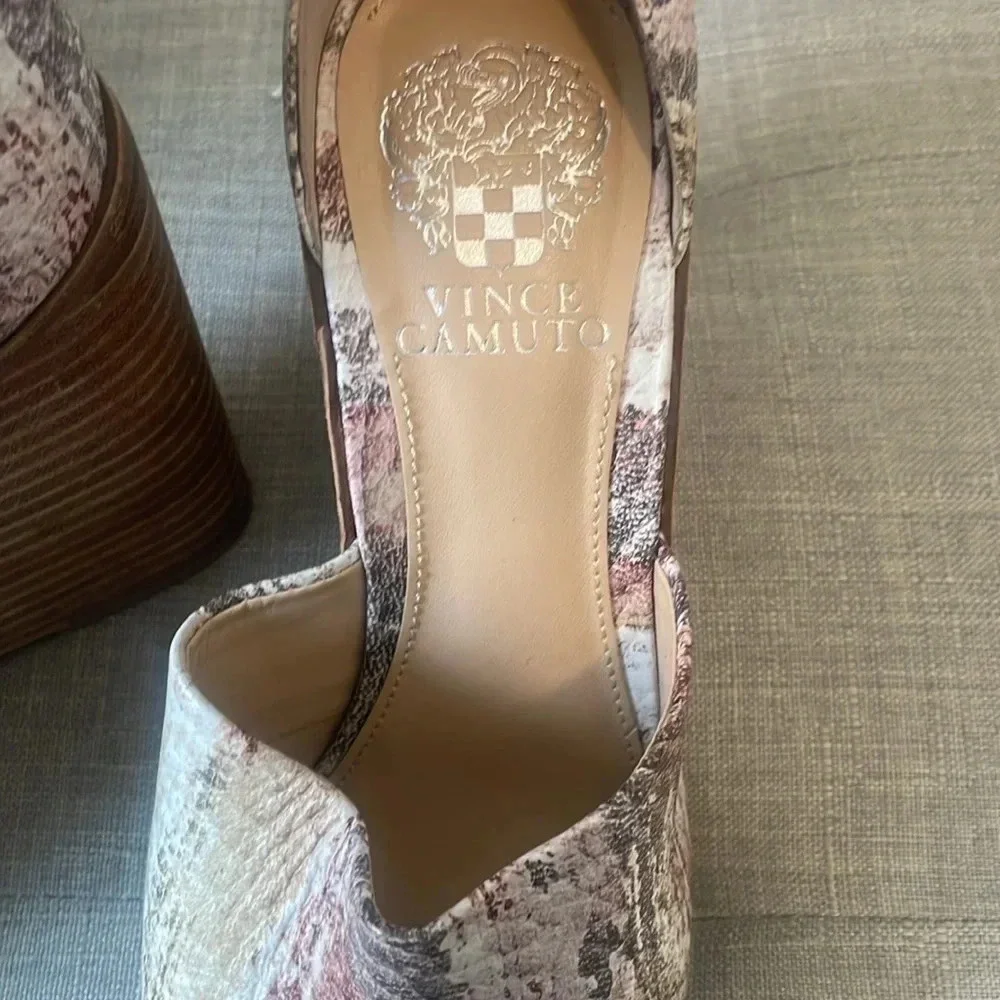 Vince Camuto size 8M ankle strap leather wedge heels